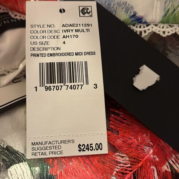 Adrianna Papell ADAE211291 Printed Embroidered Fit & Flare Floral $243 - Picture 4 of 8